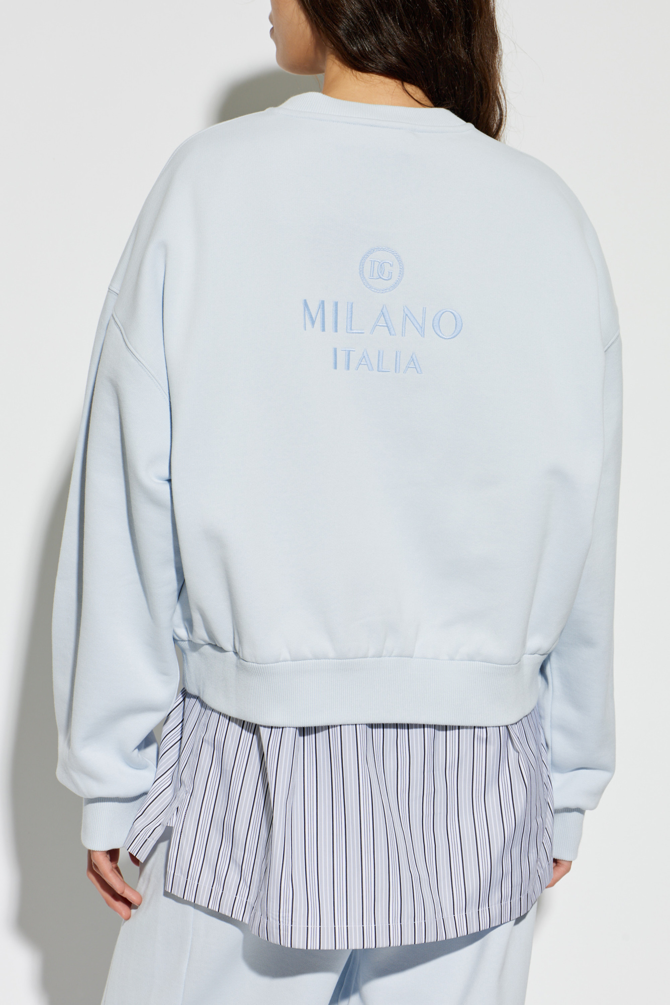 Light blue Sweatshirt with embroidered logo Dolce & Gabbana